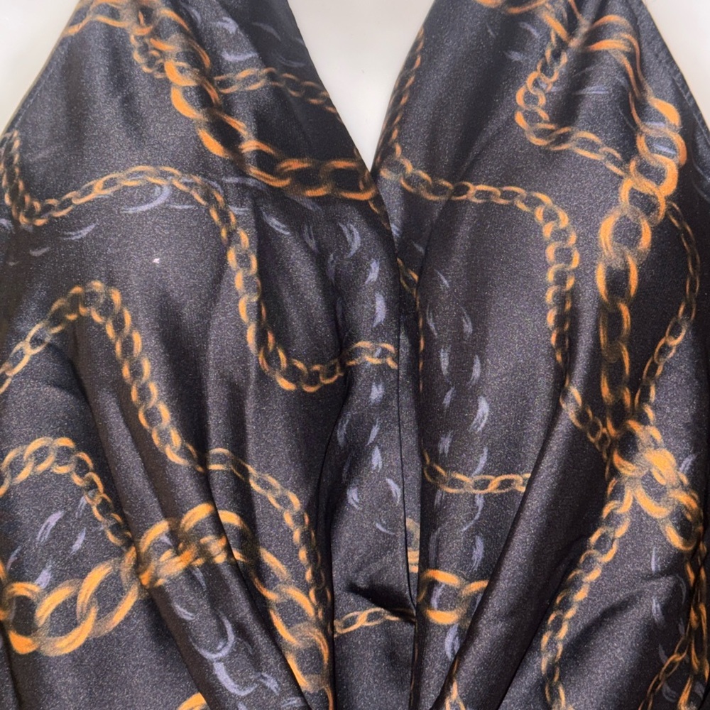 L'Academia Black and Gold Chain Print Cover up /Dress or Top - Picture 3 of 12